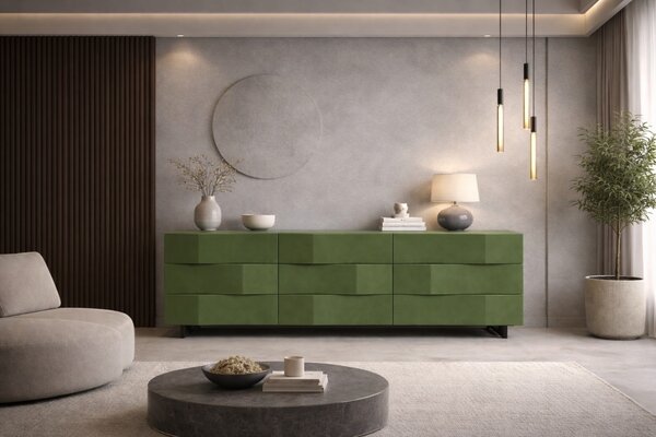 Olivově zelená komoda Marco Barotti Linea Diamond 180 x 45 cm