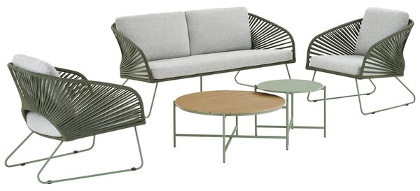 Nordic Living Zelený zahradní set pohovky, křesel a stolků Vellano