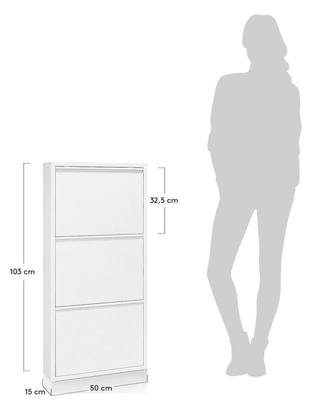 Bílý kovový výklopný botník 50x103x15 cm Ode – Kave Home