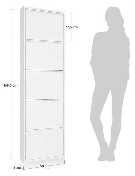 Bílý kovový výklopný botník 50x169x15 cm Ode – Kave Home