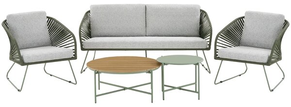 Nordic Living Zelený zahradní set pohovky, křesel a stolků Vellano