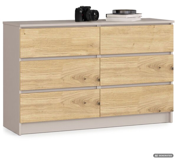 Ak furniture Komoda CLP 6SZ 120 cm kašmír/dub Artisan