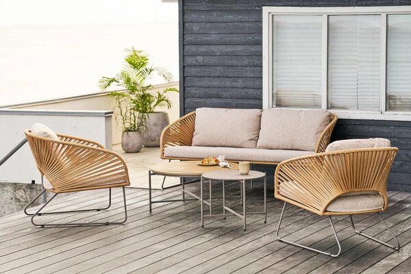 Nordic Living Béžový zahradní set pohovky, křesel a stolků Vellano