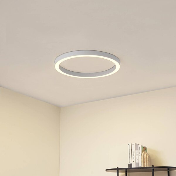 Lucande LED stropní svítidlo Neor, bílé, Ø 60 cm, stmívatelné, stmívatelný, Bílá / opál, Chodba, kov, Moderní