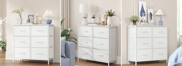 SONGMICS Komoda s látkovými zásuvkami Dopi 76,7 cm bílá