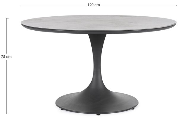 Bizzotto Šedý zahradní stůl Arnold Ø 120 cm s keramickou deskou