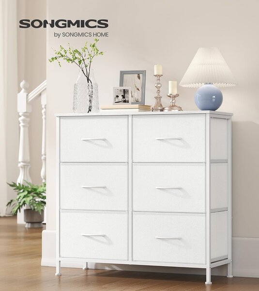 SONGMICS Komoda s látkovými zásuvkami Dopi 76,7 cm bílá