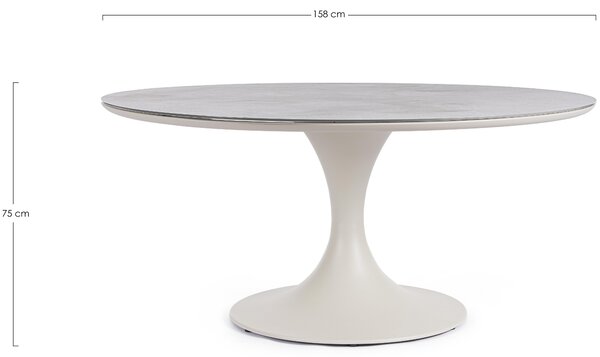 Bizzotto Krémový zahradní stůl Arnold Ø 158 cm s keramickou deskou