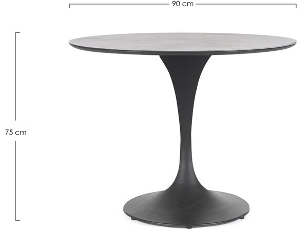 Bizzotto Šedý zahradní stůl Arnold Ø 90 cm s keramickou deskou