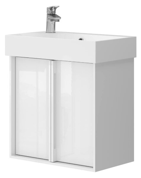 Lavedo Quadra White 55 koupelnová skříňka s umyvadlem, lesk