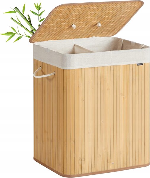 SONGMICS Bambusový koš na prádlo Bradly 120 L hnědý