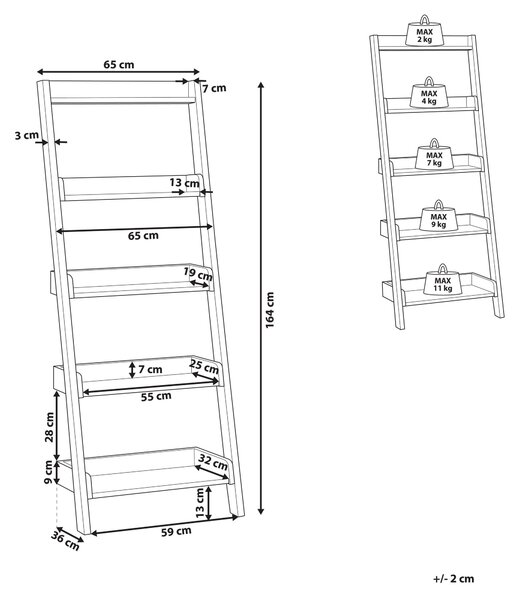 Regál s 5 policemi MOBILE TRIO 164 cm Hnědá/Bílá