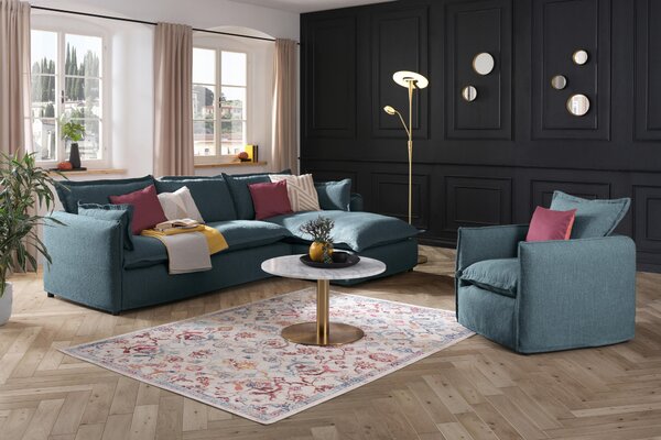 ROHOVÁ SEDAČKA, textil, modrá Livetastic - Sedací soupravy, Online Only