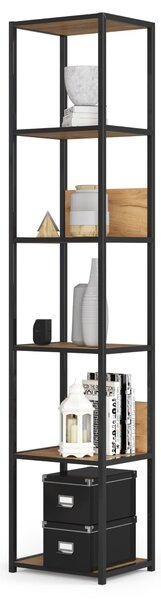 Ak furniture Industriální regál Lamon 40 cm černý/dub craft