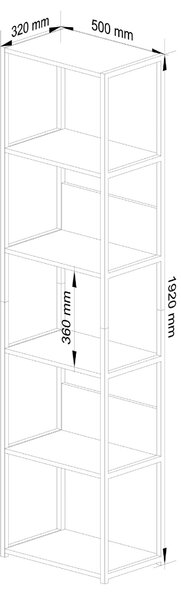 Ak furniture Industriální regál Lamon 50 cm černá/dub sonoma