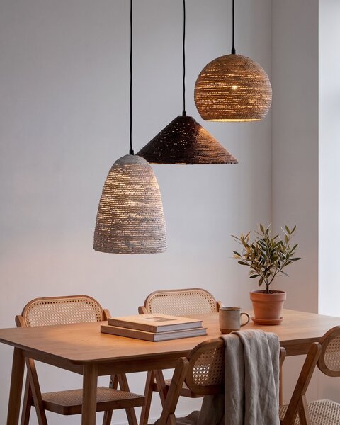 Závěsná lampa ENDRICK Proutí Přírodní Bílá Hnědá