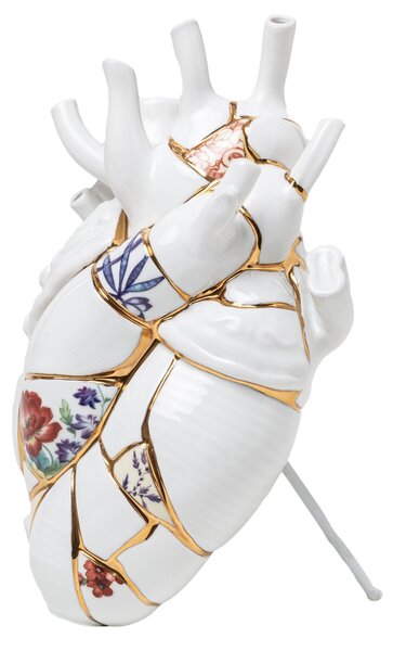 Seletti Bílá porcelánová váza Love in Bloom Kintsugi 25 cm