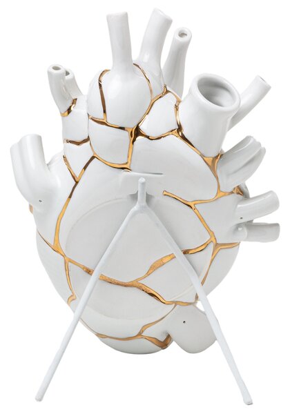 Seletti Bílá porcelánová váza Love in Bloom Kintsugi 25 cm