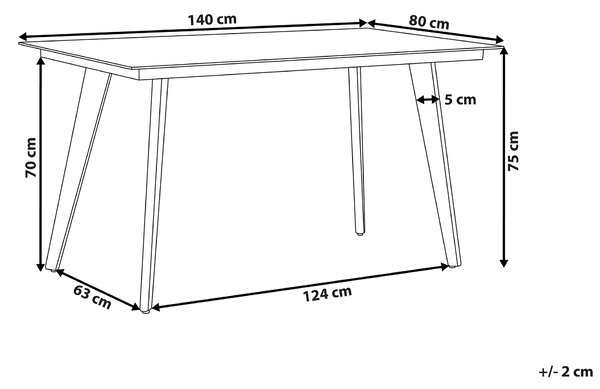 Zahradní jídelní stůl MILETO 140 cm 80 cm Sklo Šedá