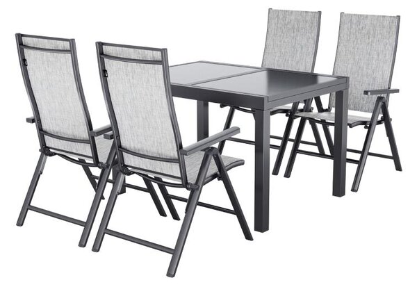 Livarno® Sada Houston, 5dílná s rozkládacím stolem a 4 polohovatelnými křesly, světle šedá (800012167)