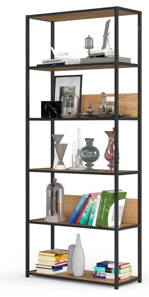 Ak furniture Industriální regál Lamon 80 cm černý/dub craft