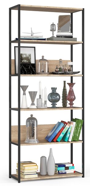 Ak furniture Industriální regál Lamon 80 cm černý/dub sonoma