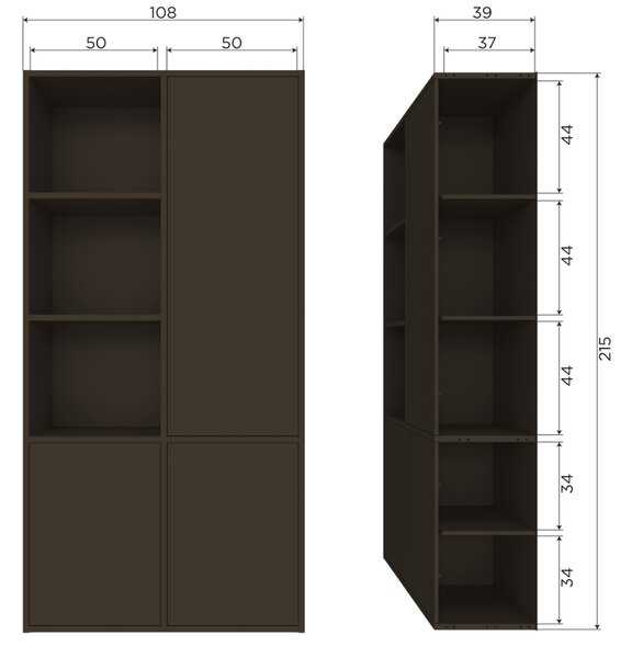 WOOOD Hnědá dřevěná modulární skříň Meggy 215 x 108 cm, pravá