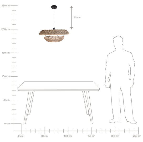 Závěsná lampa KIDEPO Papírové lano Hnědá