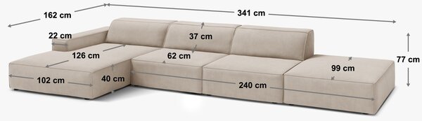 Micadoni Rohová pohovka Jodie 341 cm, pravá