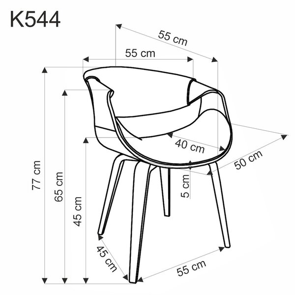 HALMAR Jídelní křeslo K544 popelavě šedé/ořechové