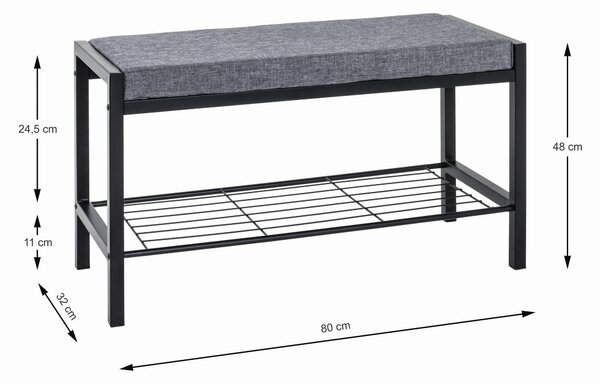 LAVICE S BOTNÍKEM, šedá, černá, 80/48/32 cm - Online Only šatny & botníky, Online Only