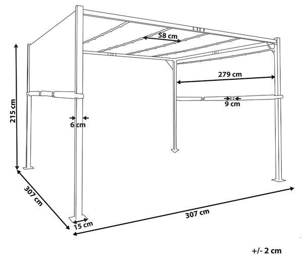 Zahradní pavilon LED PARGA Kov 310 cm 310 cm Šedá