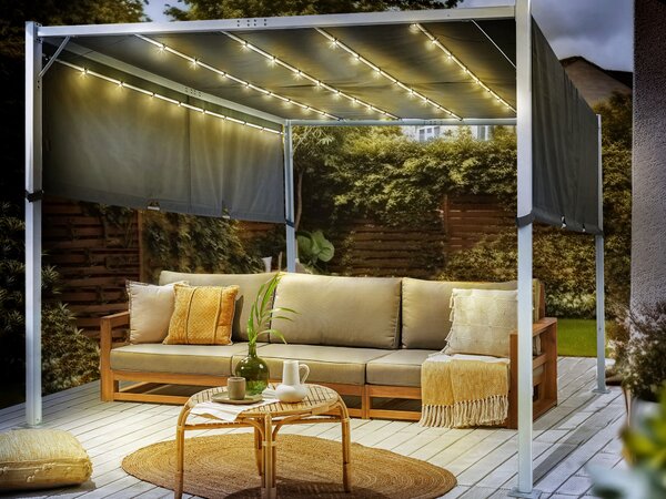 Zahradní pavilon LED PARGA Kov 310 cm 310 cm Šedá