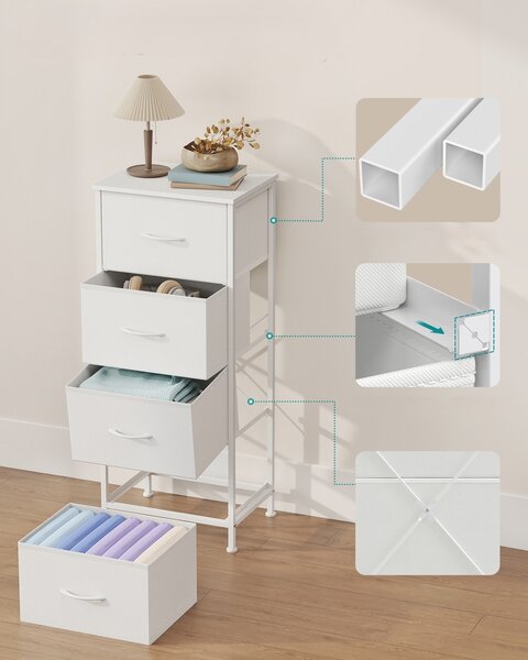 SONGMICS Komoda s látkovými zásuvkami Dopi 39,6 cm bílá