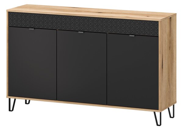 Skříňka Botones (dub evoke + černá). Akce -21%