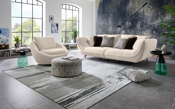 POHOVKA BIG SOFA, textil, krémová, černá, bílá Stylife - Pohovky