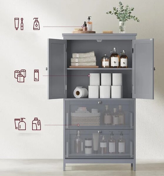SONGMICS Koupelnová skříňka Vasagle Swede 110 cm šedá