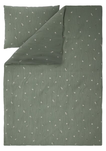 Livarno® Mušelínové ložní povlečení, 140 x 200 cm, 70 x 90 cm (květiny/zelená) (100404651003)