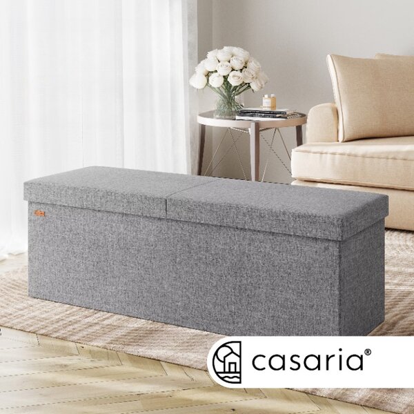 FurniGO Úložná lavice s výklopným víkem 115x38x38 cm - šedá