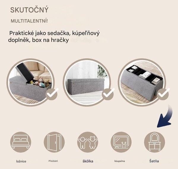 FurniGO Úložná lavice s výklopným víkem 115x38x38 cm - šedá