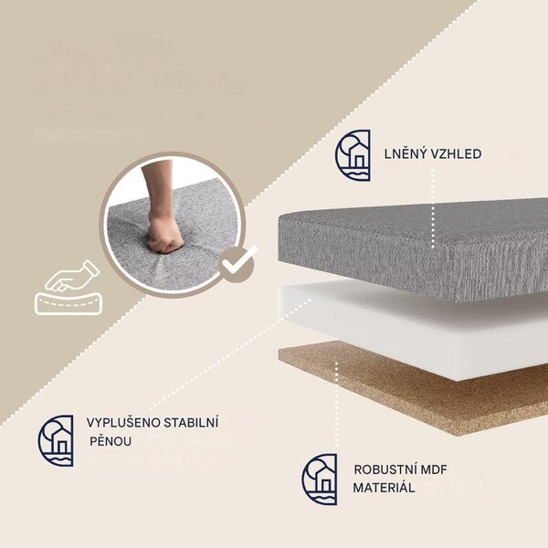 FurniGO Úložná lavice s výklopným víkem 115x38x38 cm - šedá