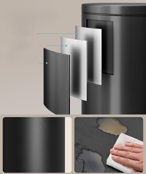 SONGMICS Kulatý odpadkový koš Jelis 30 L černý