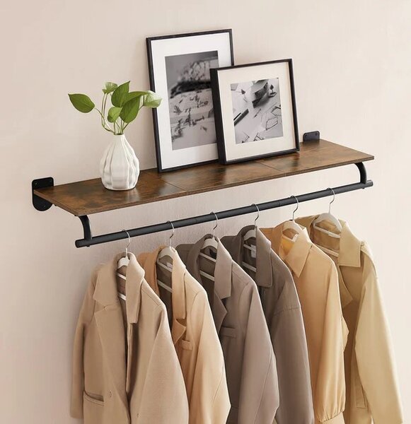 SONGMICS Nástěnný předsíňový věšák Vasagle Nomy 109 cm černý/hnědý