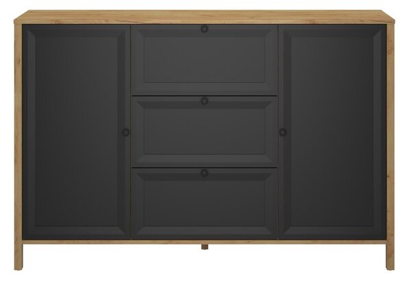 Komoda Bruselas 2 (dub craft zlatý + černá). Akce -23%