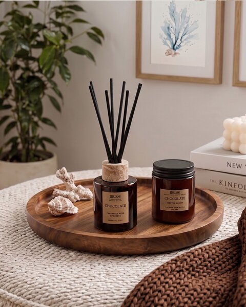 Vonná svíčka s aroma difuzérem DARK ELEGANCE 9 cm Hnědá