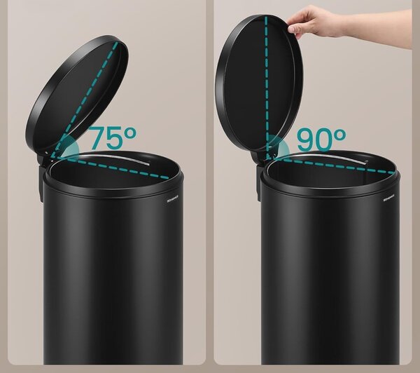 SONGMICS Kulatý odpadkový koš Jelis 30 L černý