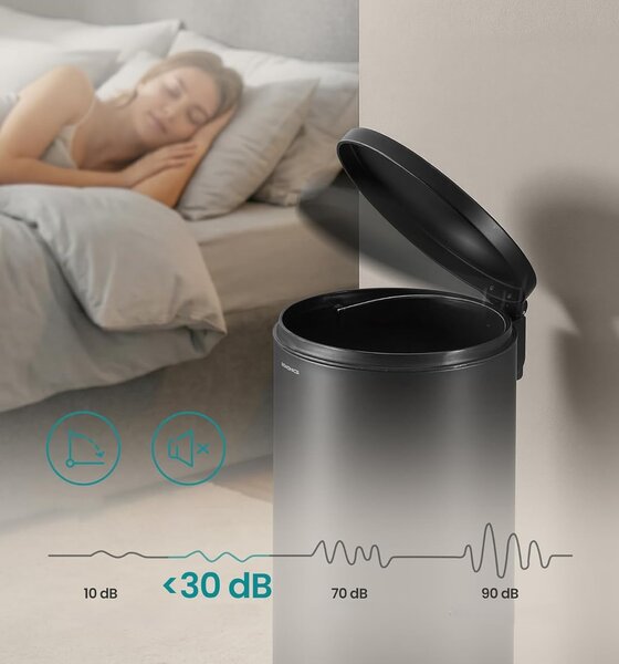SONGMICS Kulatý odpadkový koš Jelis 30 L černý