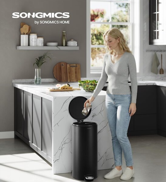 SONGMICS Kulatý odpadkový koš Jelis 30 L černý