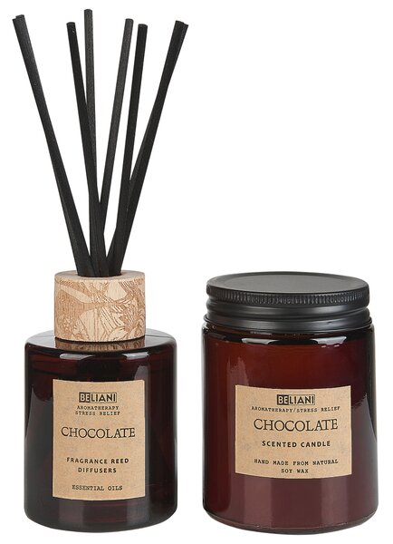 Vonná svíčka s aroma difuzérem DARK ELEGANCE 9 cm Hnědá