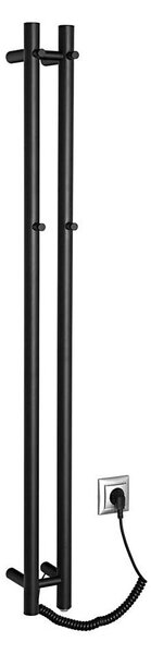 Sapho - Elektrický sušák ručníků PAPINADO 40W 120x11 cm matná černá